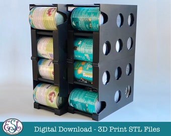 DIGITAL DOWNLOAD - Rolling Can Storage Rack for Tinned Foods - 3D Printing STL Files - First In First Out System