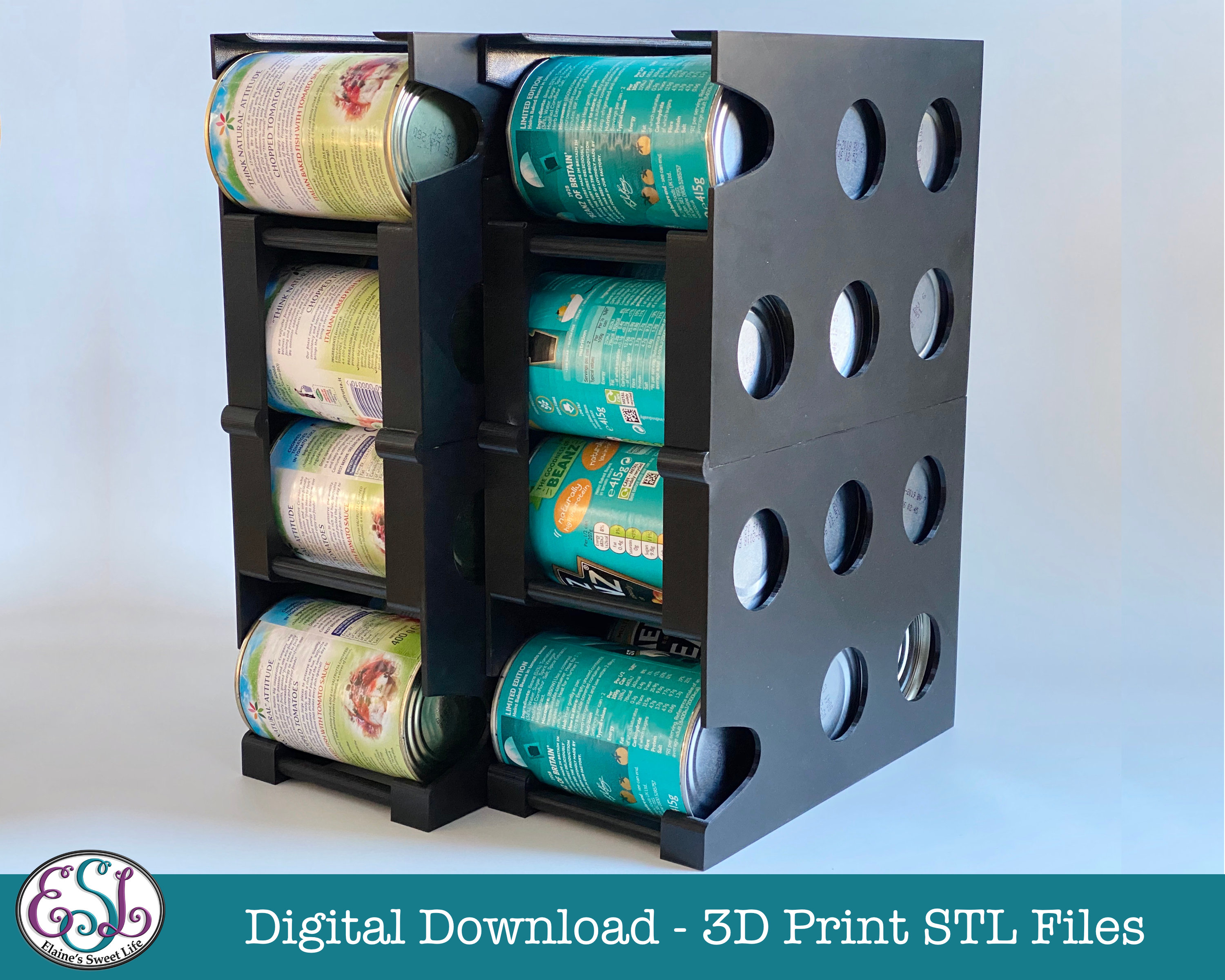 DIGITAL DOWNLOAD Rolling Can Storage Rack for Tinned Foods 3D