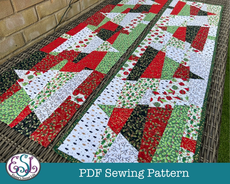 PDF Sewing Pattern - Quilted Christmas Runner - Digital Download. Stack ...