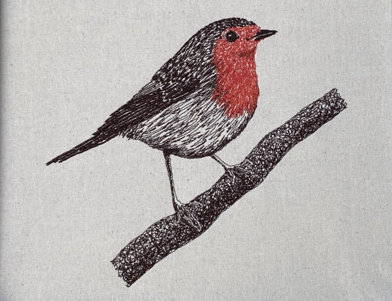 Robin Red Breast Machine Embroidery File Sketched Style. Two Etsy UK