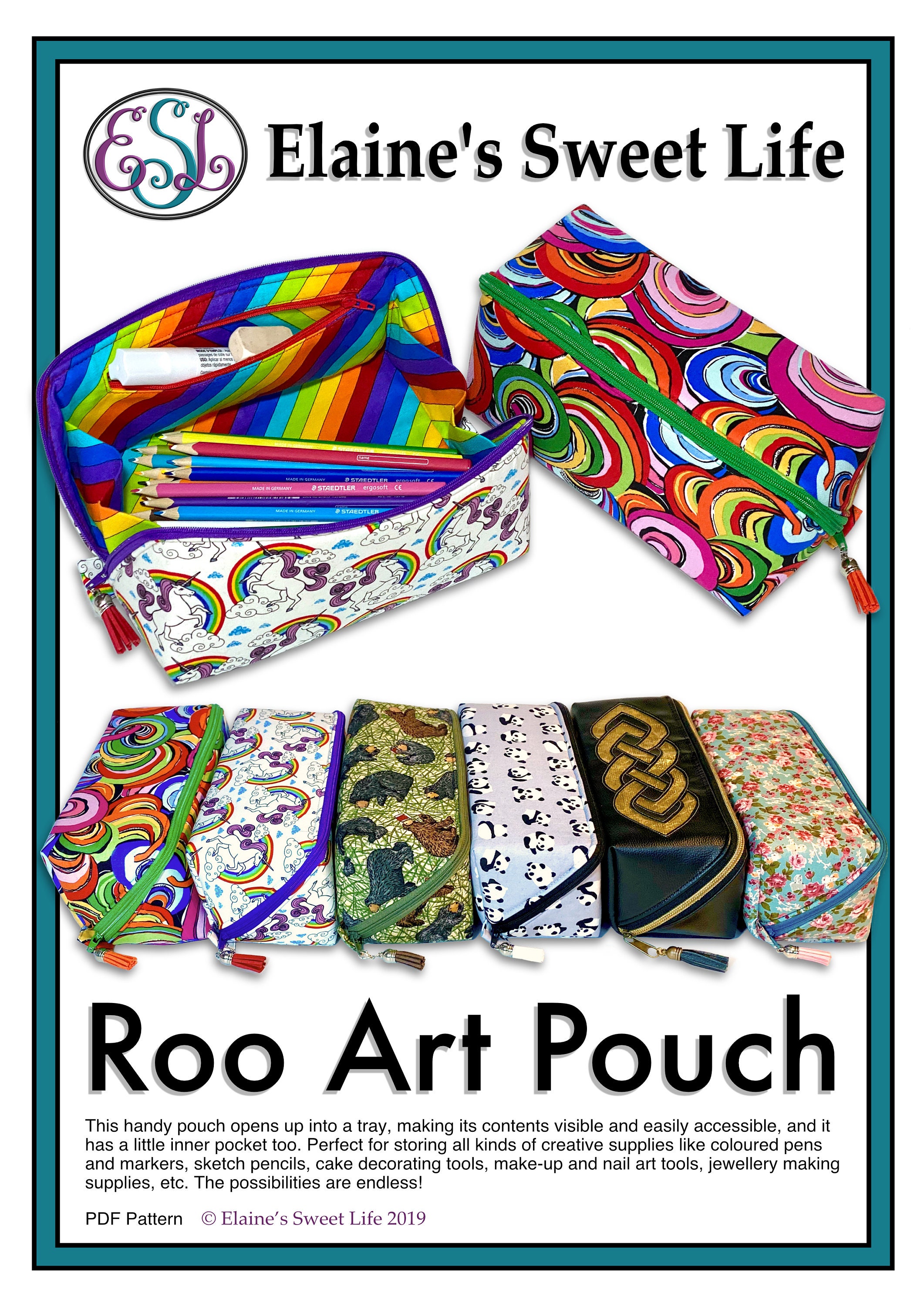 PDF Sewing Pattern With Video Roo Art Pouch Sew Your Own Handy Storage  Pouch That Folds Open Into a Tray. 
