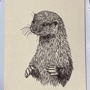 Otter Machine Embroidery File, Sketched Style, Monotone. 5 sizes, 7 file formats. British Wildlife image 9