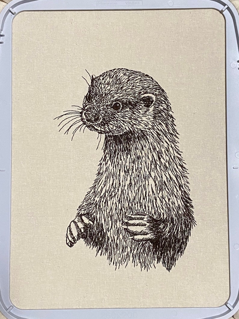 Otter Machine Embroidery File, Sketched Style, Monotone. 5 sizes, 7 file formats. British Wildlife image 9
