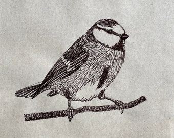 Blue Tit Machine Embroidery File, Sketched Style. 4 sizes, 11 file formats. See item description for details.