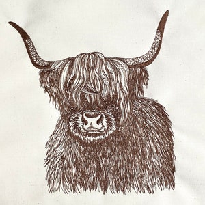 Archivo de bordado de máquina de vaca Highland, estilo esbozado. 4 tamaños, 11 formatos de archivo. Consulte la descripción del artículo para obtener más detalles.
