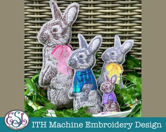 Easter Bunny Stuffed Animal, 2D Cut Edge ITH Stuffies. Embroidery Design, In The Hoop.