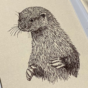 Otter Machine Embroidery File, Sketched Style, Monotone. 5 sizes, 7 file formats. British Wildlife image 8