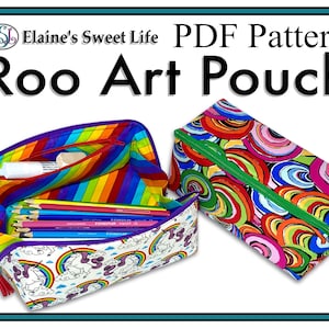 PDF Sewing Pattern with Video - Roo Art Pouch - Sew your own handy storage pouch that folds open into a tray.