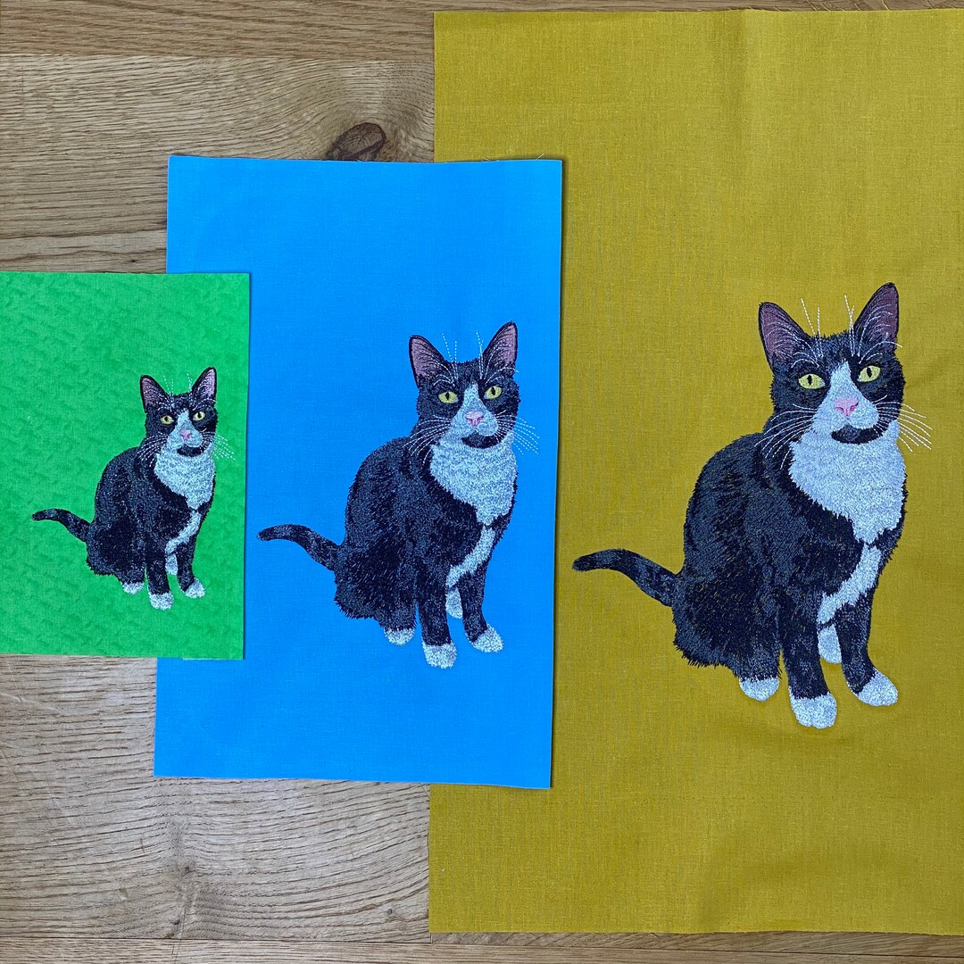 Toby Cat Pattern Toby the Tuxedo Cat Machine Embroidery Design File. Realistic, 8 ...