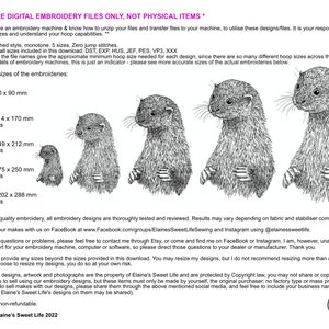 Otter Machine Embroidery File, Sketched Style, Monotone. 5 sizes, 7 file formats. British Wildlife image 4