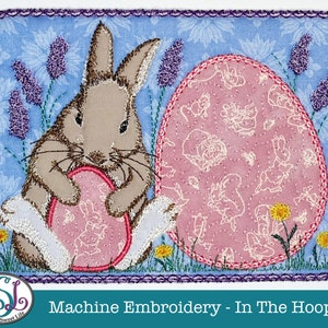 Easter Bunny ITH Mug Rug - In The Hoop Machine Embroidery