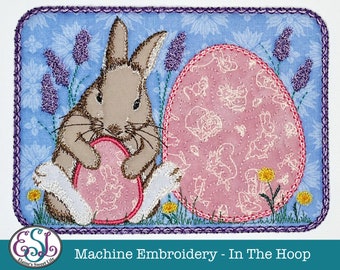 Easter Bunny ITH Mug Rug - In The Hoop Machine Embroidery