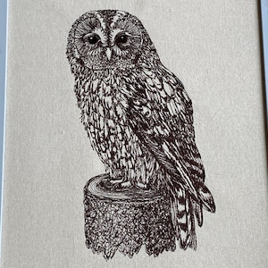 Tawny Owl Machine Embroidery File, Sketched Style. 3 sizes, 11 file formats.