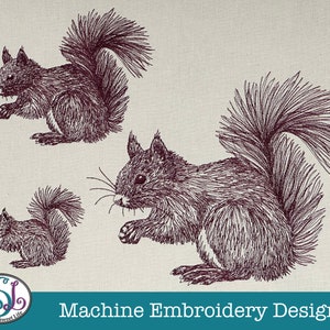 Squirrel Machine Embroidery File, Sketched Style. British Wildlife. 5 sizes, 6 file formats.
