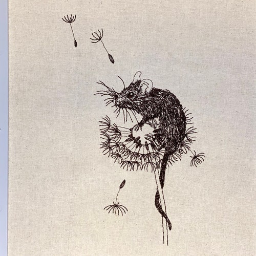 Field Mouse on a Dandelion Machine Embroidery File Sketched Etsy