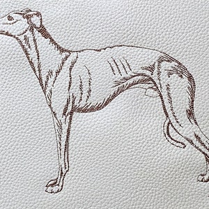 Greyhound / Whippet Machine Embroidery File, Digital Download. Sketched Style, single colour, 3 sizes, 11 file formats.