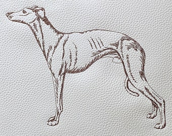 Greyhound / Whippet Machine Embroidery File, Digital Download. Sketched Style, single colour, 3 sizes, 11 file formats.