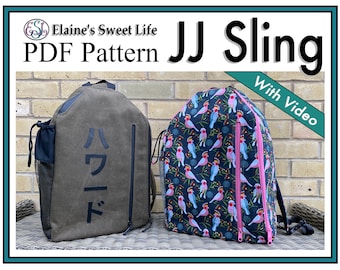 JJ Sling - PDF Sewing Pattern with Video - Sew your own unisex one strap backpack, with laptop sleeve.