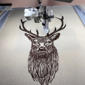 Red Deer Stag Machine Embroidery File, Sketched Style. 4 sizes, 7 file formats. 画像 5
