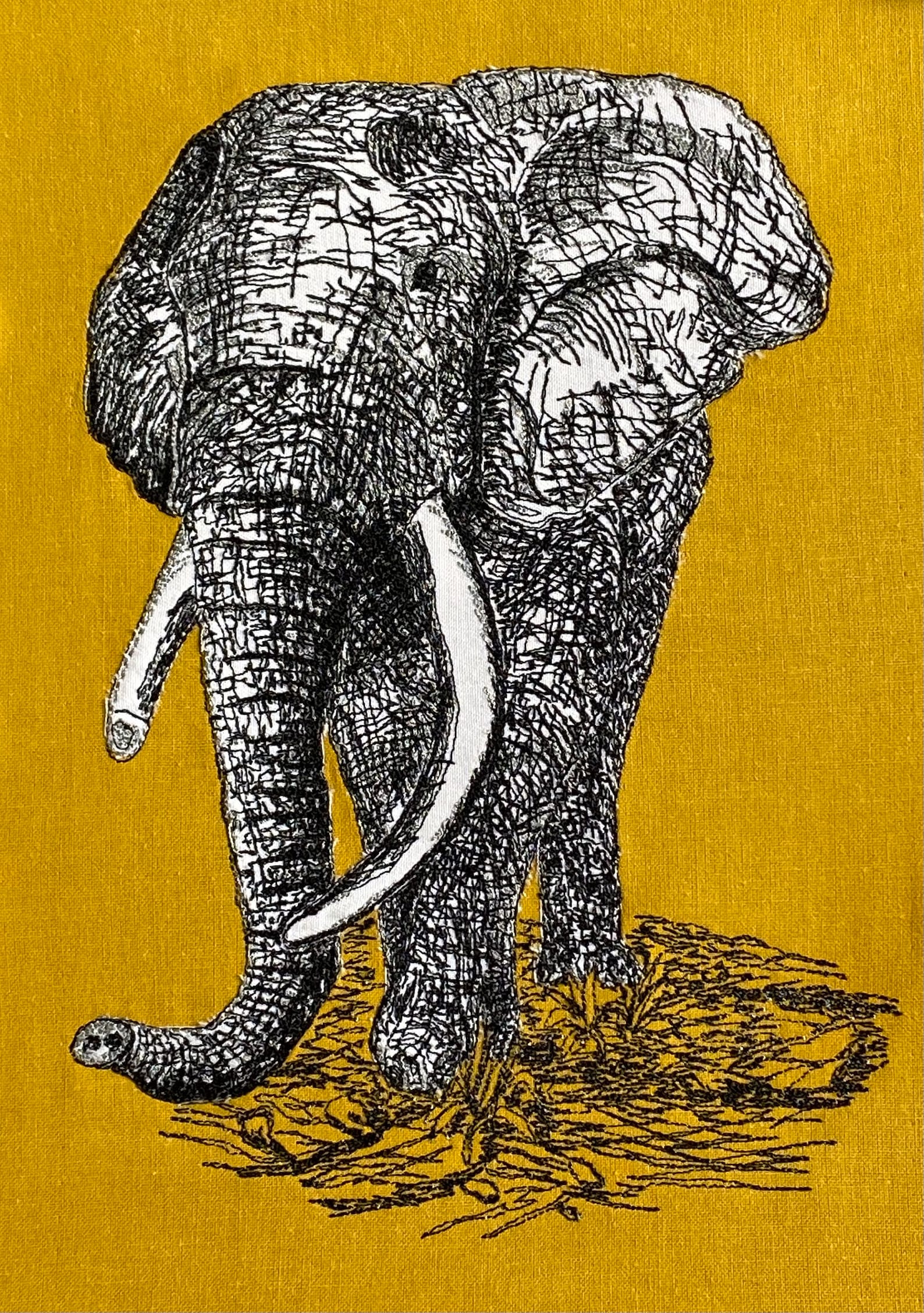 African elephant 1 machine embroidery file sketched style 2  etsy