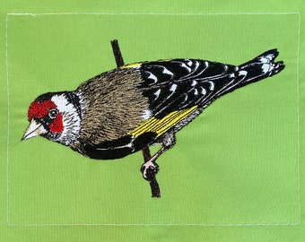 Colour Goldfinch Machine Embroidery File. Monotone sketched style included FREE. 4 sizes for each, 11 file formats.