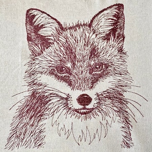 Fox Machine Embroidery File, Sketched Style. 4 sizes, 7 file formats.