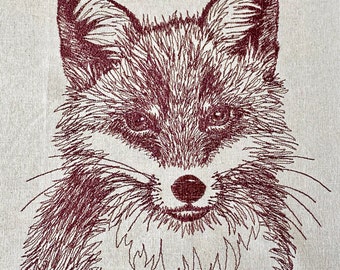 Fox Machine Embroidery File, Sketched Style. 4 sizes, 7 file formats.