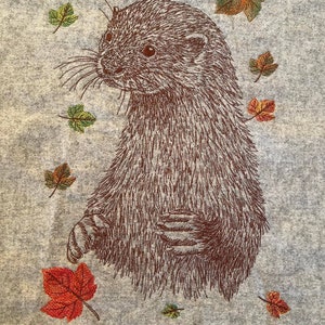 Otter Machine Embroidery File, Sketched Style, Monotone. 5 sizes, 7 file formats. British Wildlife image 5