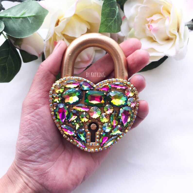 Personalized Rainbow Heart Lock and Key LGBT heart padlock Etsy