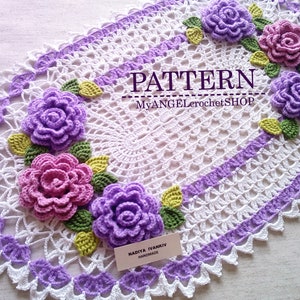 Pattern Crochet doily  lacy Oval table Floral doily book pdf Rug with flower Table centerpiece Textured modern crochet tutorial How to Do