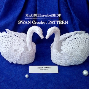 Crochet Swan Pattern Wedding Decor Basket Or Dish Table Centerpiece Decoration Wedding Ring Pillow Christening Anniversary Engagement Gift