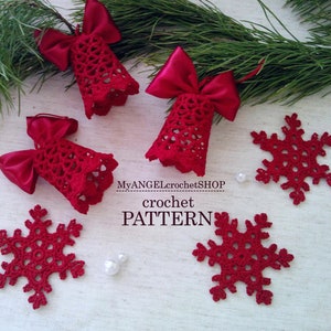 Bells and snowflakes Crochet Pattern 2in1 Cristmas New Year ornament Christmas tree decoration Wedding Anniversary bell Holiday decoration