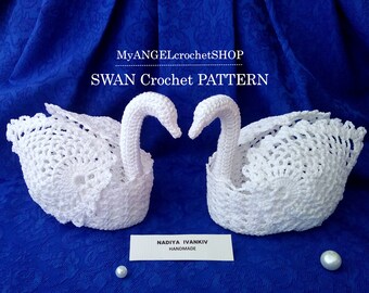 Crochet Swan Pattern Wedding Decor Basket Or Dish Table Centerpiece Decoration Wedding Ring Pillow Christening Anniversary Engagement Gift