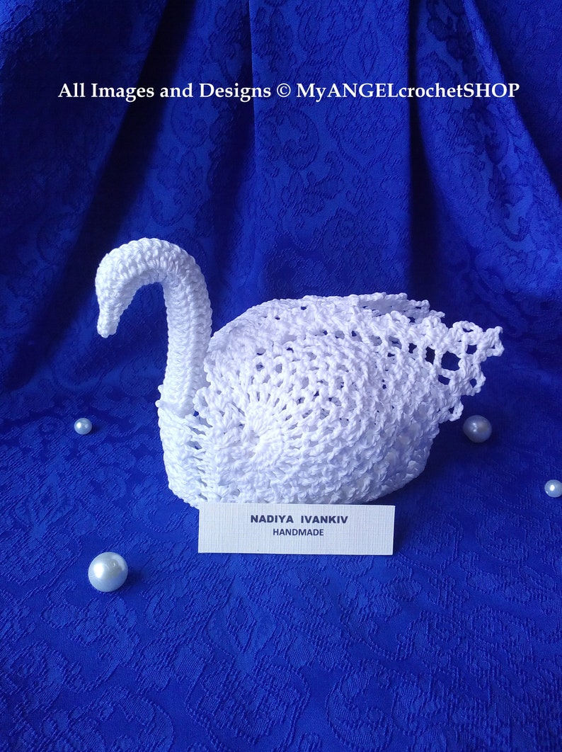 Crochet Swan Pattern Wedding Decor Basket or Dish Table - Etsy