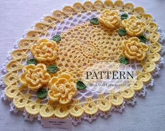 Pattern Crochet doily  lacy Oval table Floral doily book pdf Rug with flower Table centerpiece Textured modern crochet tutorial How to Do