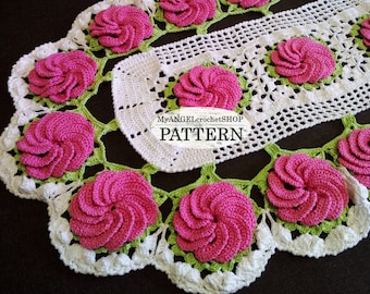 Pattern Crochet Doily Oval Floral doily Rug with flower Table centerpiece Lacy Textured Modern crochet tutorial Book pdf Floral Motif