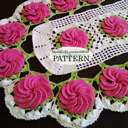 Pattern Crochet Doily Oval Floral Doily Rug With Flower Table Etsy