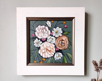 Original Oil Painting Flower Bouquet on Canvas "Cinnamon Bloom"