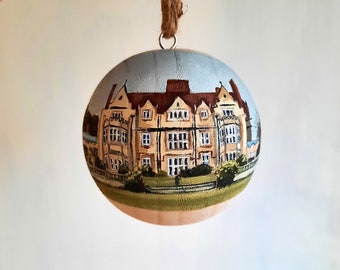 custom painted wooden christmas bauble / hand painted personalised hanging ornament sphere 8cm