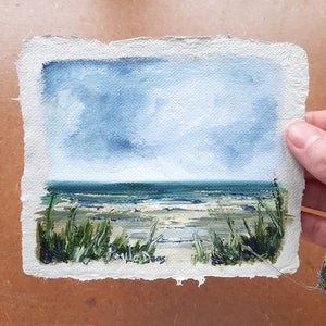 Oil Painting Seascape on Handmade Paper Mini image 2