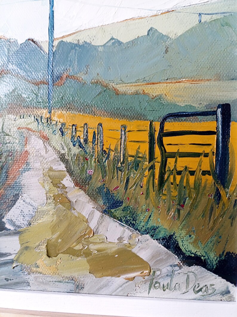 Original Oil Painting, Carnoustie, Scotland Old Track Road Framed image 3