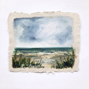 Oil Painting Seascape on Handmade Paper Mini image 1