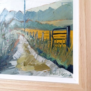 Original Oil Painting, Carnoustie, Scotland Old Track Road Framed image 2