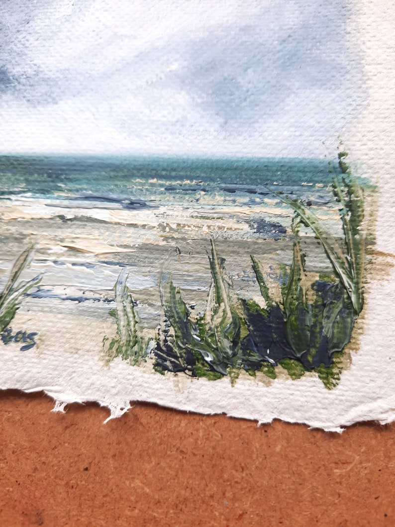 Oil Painting Seascape on Handmade Paper Mini image 4