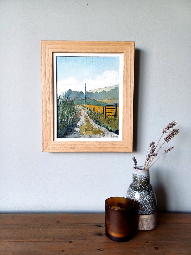 Original Oil Painting, Carnoustie, Scotland Old Track Road Framed image 4