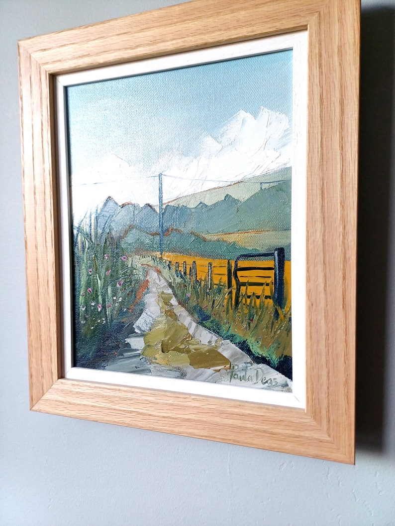 Original Oil Painting, Carnoustie, Scotland Old Track Road Framed image 5