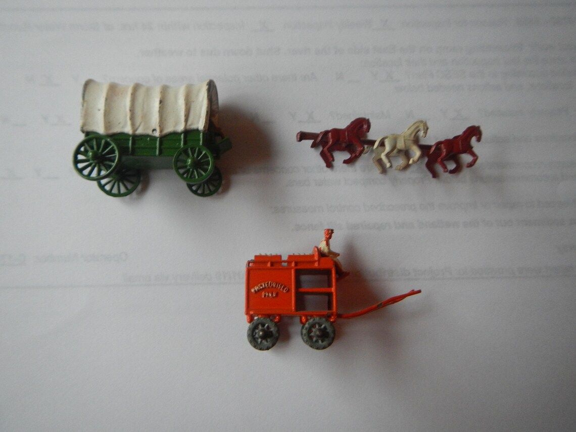 Vintage original matchbox covered wagon and milk cart Etsy