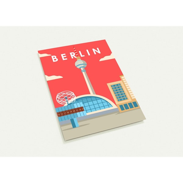 Berlin Grußkarte Karte Set 10 Karten (2-seitig, weiße Umschläge) Berlin Bild Fernsehturm - Reise Berlin Souvenir Geschenk Geburtstagskarte