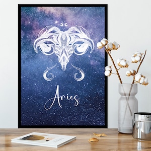 Sternzeichen Poster Aries Widder - Zodiac Sign - Print Sternbild Geburtstag Geburtsposter - Klassische Poster aus mattem Papier