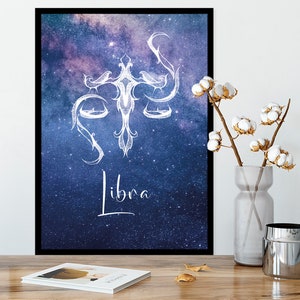 Sternzeichen Poster Libra Waage - Zodiac Sign - Print Sternbild Geburtstag Geburtsposter - Klassische Poster aus mattem Papier
